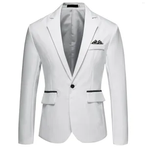 Costumes pour hommes, veste de costume de couleur unie, simple boutonnage, décontracté, vêtements de rue pour Banquet de mariage, Blazer élégant, manteau ample