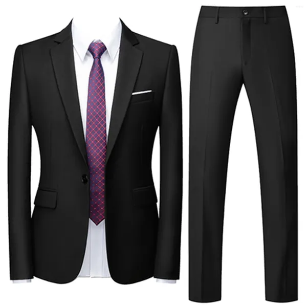 Costumes pour hommes Costume solide Veste et pantalon à un bouton Personnalisable Uniforme de marié de travail d'affaires