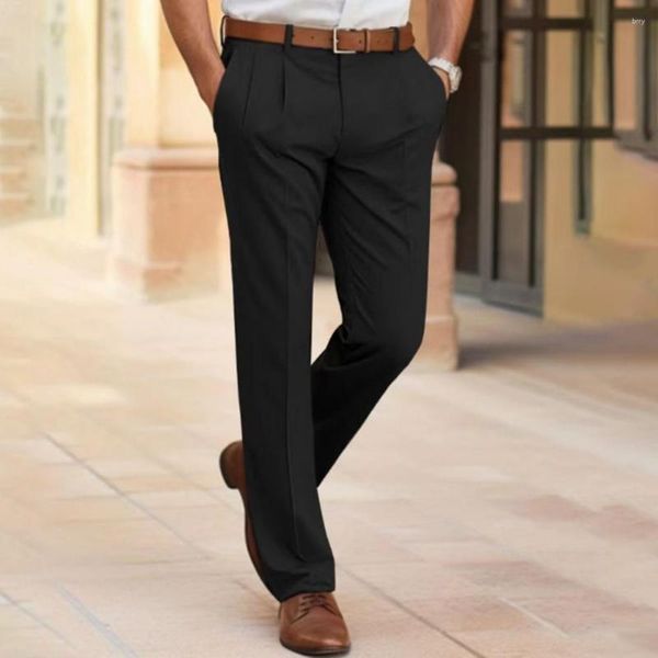 Costumes pour hommes pantalons habillés sophistiqués pantalon de costume classique de couleur unie coupe cintrée haut de gamme pour les affaires