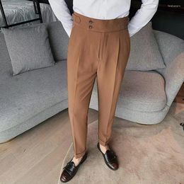 Herenkostuums Verfijnde geklede broeken voor heren Broeken met rechte pijpen Klassiek Kantoor Slim Fit Hoge taille Vintage Formeel