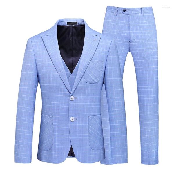 Trajes masculinos primavera y otoño coreano cielo azul rayas delgadas