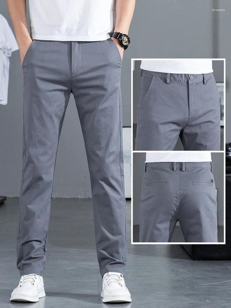 Trajes para hombres Spring y otoñal Fit Slim Tube recto elástico suelto de algodón puro de algodón puro pantalones de traje versátil durante mucho tiempo 5638