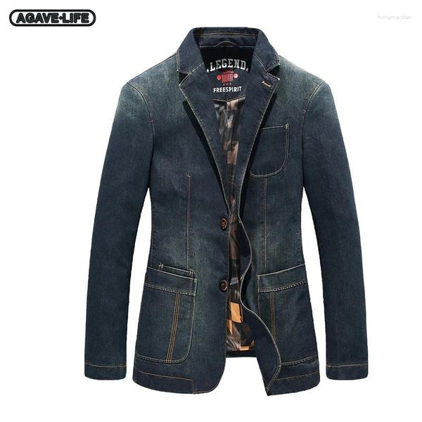 Costumes masculins au printemps automnom business blazers hommes décontracté lâche simple poitrine jean veste jeunesse oversize sport costume