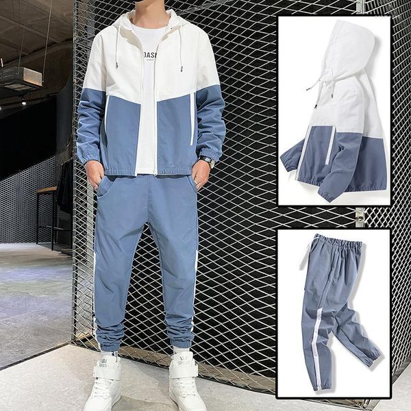 Costumes pour hommes printemps automne en ensembles décontracté mode jeune veste et pantalon coréen Sport hommes vêtements deux pièces ensemble grande taille 5XL