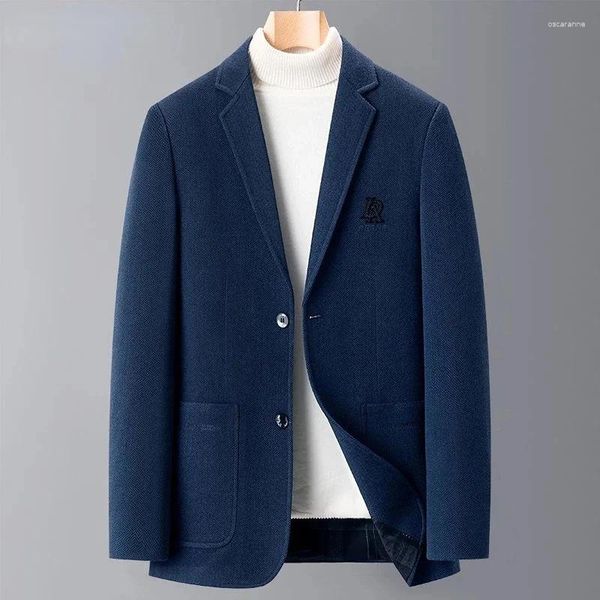 Trajes de hombre Primavera Otoño Lana Blazers Smart Casual Hombres Chaqueta de lujo Abrigos