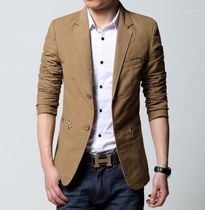 Trajes de hombre Primavera Casual Coreano Delgado Traje pequeño Chaqueta Abrigo de algodón Blazer Hombres Caqui Negro Marrón Tamaño grande M - 6XL Blazers