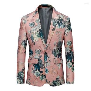 Costumes pour hommes Printemps Automne Style coréen Hommes Créateur de mode Dobby Floral Un bouton Blazer Manteau Homme 5XL 6XL Hôte Night Club Flower Blazers