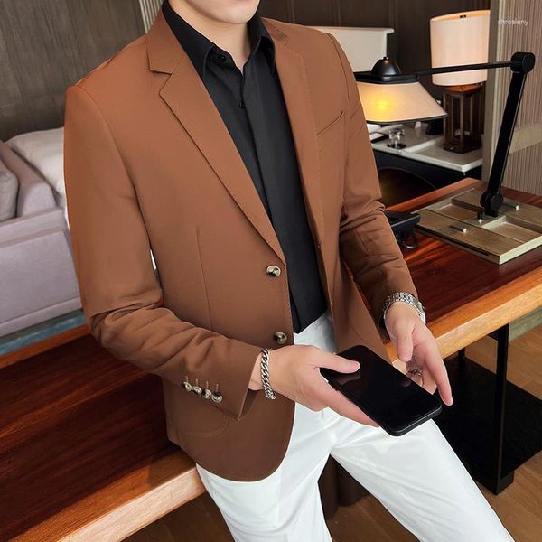 Trajes de hombre primavera versión coreana chaqueta delgada para hombre temperamento de negocios chaqueta de dos botones traje de Color sólido Top único