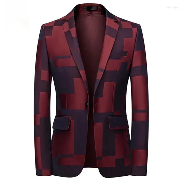 Trajes para hombres Primavera Hombres Plaid Blazer Abrigos Moda Negocios Hombre delgado Chaqueta de boda Banquete Fiesta Club Traje Vestido Tallas grandes S-6XL