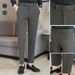 Costumes pour hommes Style printemps pantalons décontractés élastiques coupe ajustée petit pied costume pantalon couleur tissu tissé rayé luxe authentique