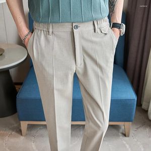 Costumes pour hommes Printemps / Été Busines Pantalons habillés Hommes Confortable Taille élastique Costume décontracté Couleur unie Bureau Pantalon social 28-26