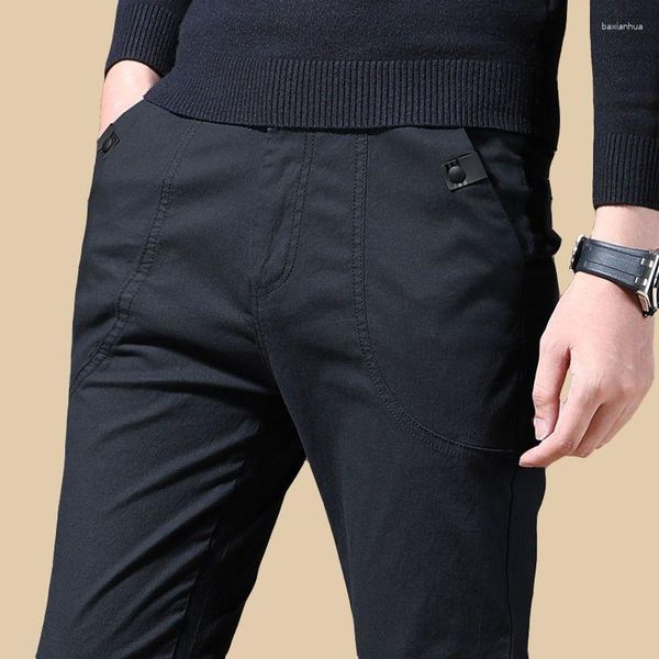 Trajes de hombre Primavera Verano hombres Slim Business moda Casual algodón Oficina cintura elástica traje clásico pantalones coreanos pantalones masculinos de talla grande D19