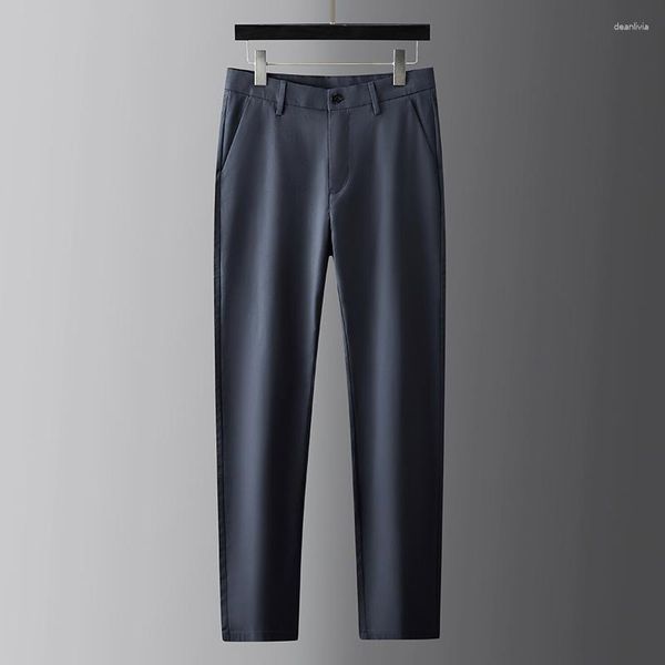 Costumes pour hommes pantalon de combinaison de soie de haute qualité élasticité de couleur solide de haute qualité Smart Casual Thin Simple masculin pantalon 40