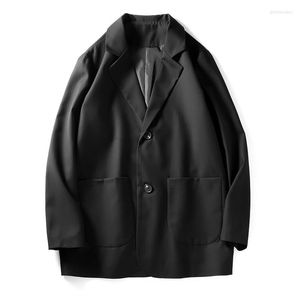 Suits para hombres Spring Vintage Black Blazer Men College Single Sample Traje de manga completa Negocio