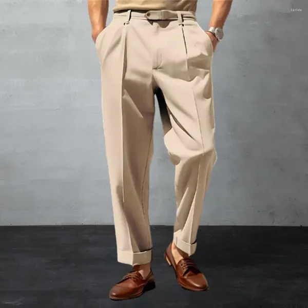 Costumes pour hommes poche debout élégant pantalon à jambes larges solide blanc formel pantalon de fête hommes mode Triple boutons costume