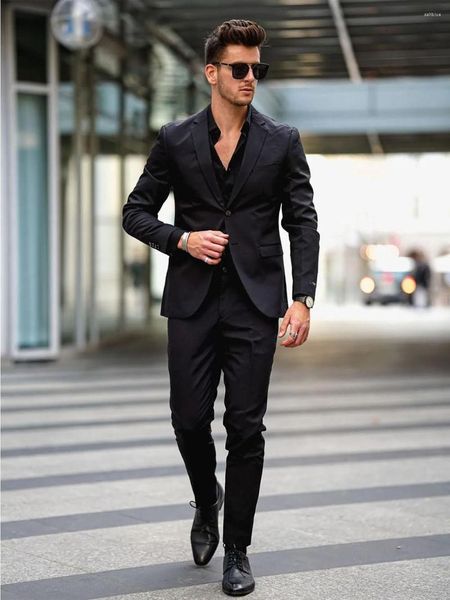 Trajes de hombre Steady Black Traje de hombre Oficina Estilo de ocio Moda para hombres Banquete de boda Ceremonia de graduación