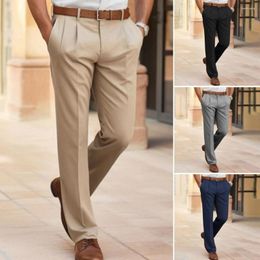 Costumes pour hommes pantalons habillés à jambe droite sophistiqué haut de gamme costume ajusté classique couleur unie taille moyenne pour les affaires