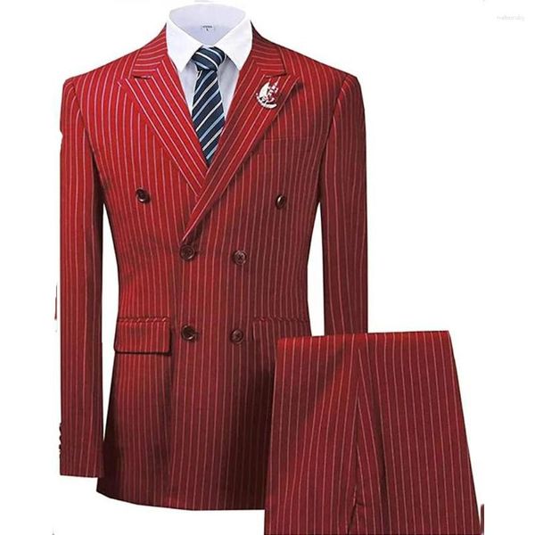 Trajes de hombre a rayas traje completo niños boda hombres Blazers disfraces para hombre delgado moda elegante hombre novio conjunto lujo 2023 ajuste