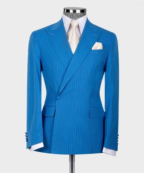 Trajes de hombre Raya Conjuntos de traje de hombre de lujo con chaquetas Blazer para hombre Esmoquin de boda de novio Disfraz de Halloween Vestido de fiesta formal grande personalizado