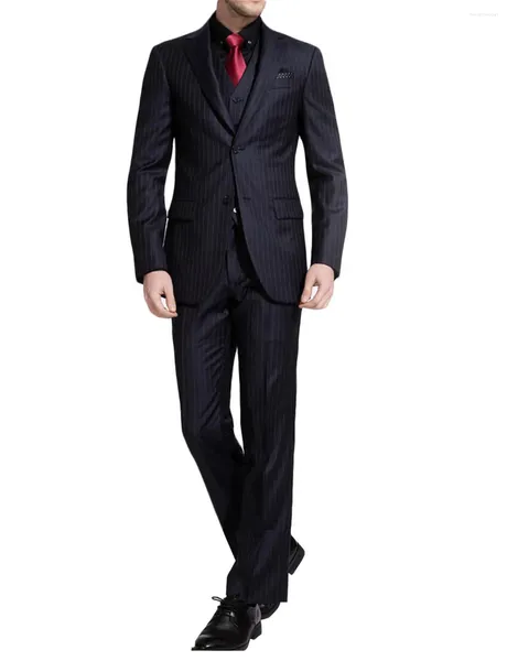 Costumes pour hommes Stripe Suit 3 pièces Slim Fit Tuxedos Jacket Smoking Gift Pants Set For Party