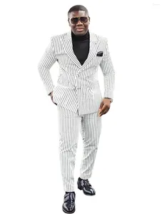 Costumes pour hommes Stripe Suit Two Pieces Slim Fit Jacket Pantal