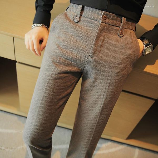 Costumes pour hommes Pantalons ajustés à rayures / Haute qualité Automne Hiver Tissu tissé Couleur unie Business Casual Robe chaude / Leggings polyvalents