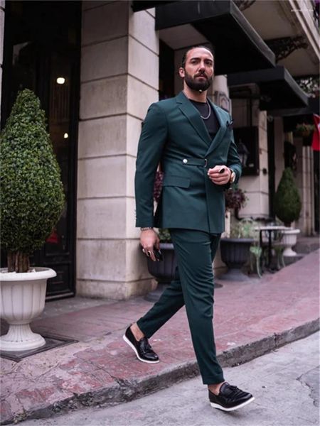 Trajes de hombre elegante traje de 2 piezas simple de un solo pecho elegante novio boda cena fiesta de graduación chaqueta personalizada pantalones