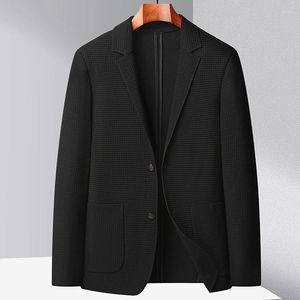 Costumes pour hommes élégant et beau 2023haute qualité printemps automne tricoté léger luxe simple ouest couleur unie affaires micro élastique manteau