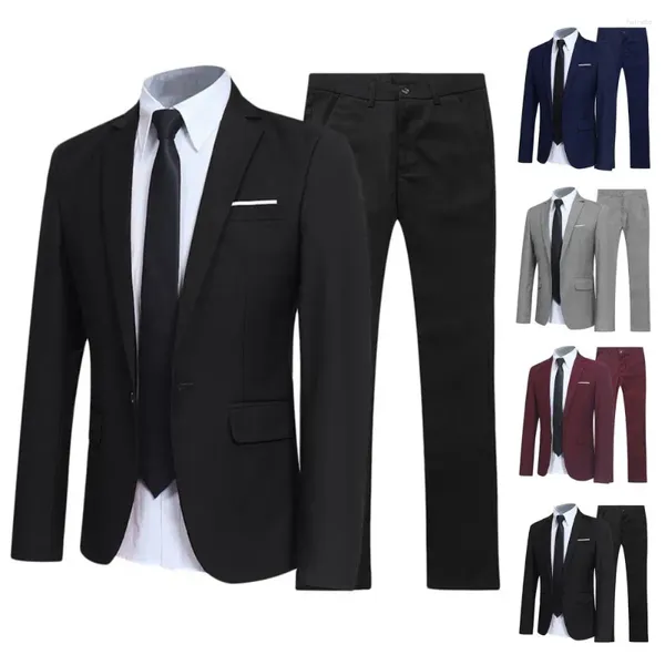 Costumes pour hommes costume d'affaires élégant Super doux coupe ajustée grande taille un bouton formel marié hommes Blazer pantalon tenues de mariage