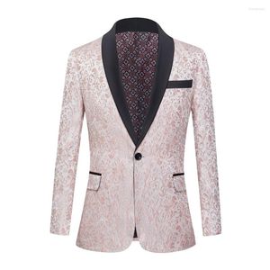 Costumes pour hommes élégant décontracté coupe ajustée formelle un bouton fête costume d'affaires à fleurs Blazer manteau veste hauts