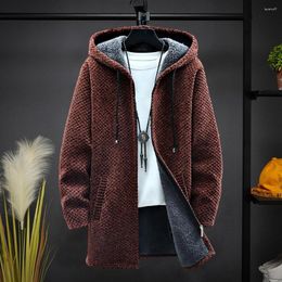 Trajes de hombre Abrigo elegante para hombre Manga larga Abrigo de longitud media Bolsillos Chaqueta de punto