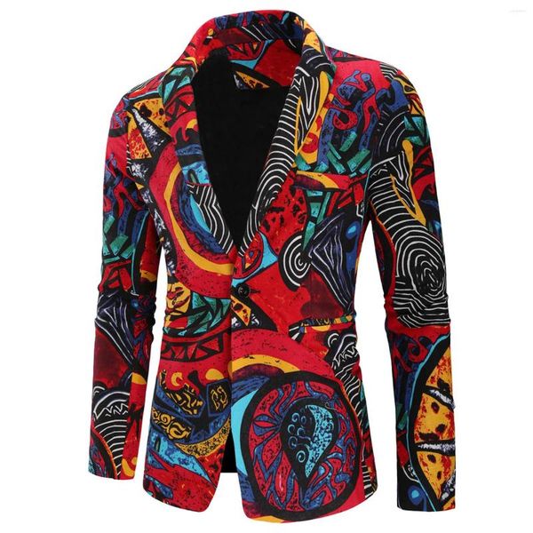 Trajes de hombre Elegante traje de hombre abrigo estampado de moda un botón temperamento patrón colorido solapa Blazer Slim Fit Casual Blazers