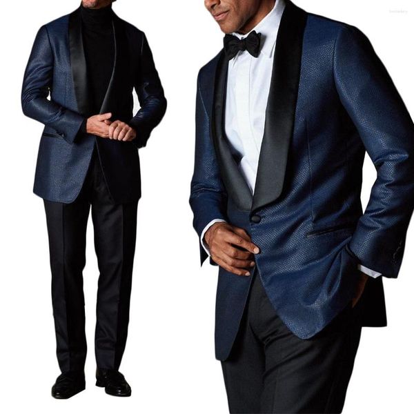 Costume pour hommes costume 2 pièces Blazer Pantalon noir un bouton Butter Business Work Wear Warp Slim Fit Formal Wedding Groom Costume Homme