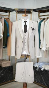 Herenpakken Pak 3-delig Blazer Broek Enkele Effen Kleur Zakelijk Formeel Werkkleding Bruiloft Bruidegom Plus Size Kostuum Homme