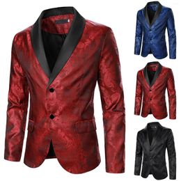 Costumes pour hommes Costume 40L Mens Business Formel Mariage Casual Premium Stretch Motif brodé Slim Bouton Poche Classic Fit Blazer