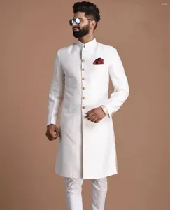 Herenpakken Pakken Pak Arabische stijl Lange jas enkele borsten met gouden knopen Wedding voor mannen 2 -delige slanke fit mannelijke kleding