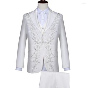 Herenkostuums Pak Jas Vest Broek 3-delige set / Mooie zakelijke bruidegom Bruiloft Borduren Blazers Jas Broek Vest