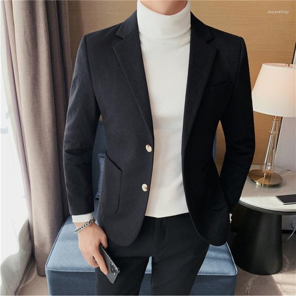 Costumes pour hommes costume veste hommes version coréenne de la mince 2023 automne et hiver couleur unie affaires décontracté simple boutonnage manteaux blazers