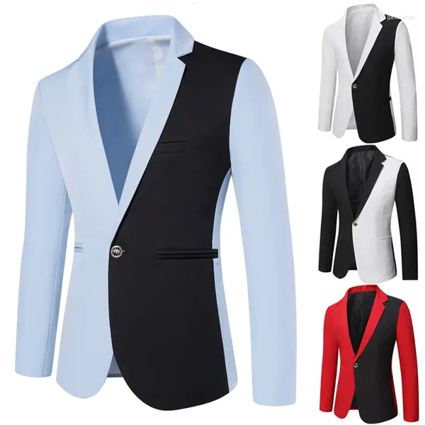 Costumes pour hommes, veste de costume avec revers, bouton unique, couleur assortie, haute qualité, luxe, fête, Club pour célibataires