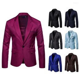 Trajes para hombre, chaquetas de traje, Blazer liso entallado a la moda, traje versátil informal de negocios para fiesta, comodidad con un solo botón para hombre