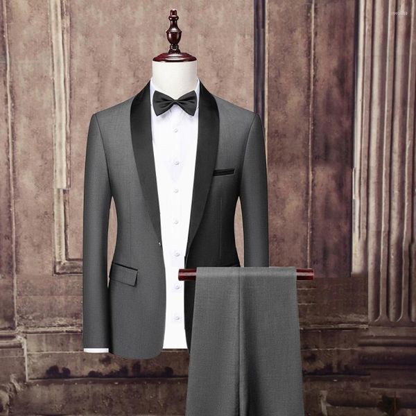 Trajes de hombre traje de marca Homme Mariage esmoquin abrigo pantalón ropa masculina Regular Slim Fit negocios boda real chaqueta de fumar para