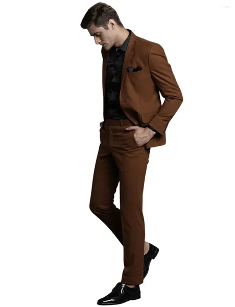 Trajes de hombre Traje Muesca Solapa Chaqueta Pantalones Dos Piezas Conjunto Esmoquin Ajuste Moderno Formal Boda Novio