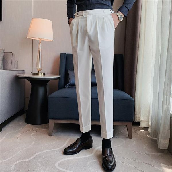 Trajes de hombre Pantalones de traje Primavera Vestido de negocios británico Color sólido Casual Slim Fit Pantalones Streetwear Traje Homme