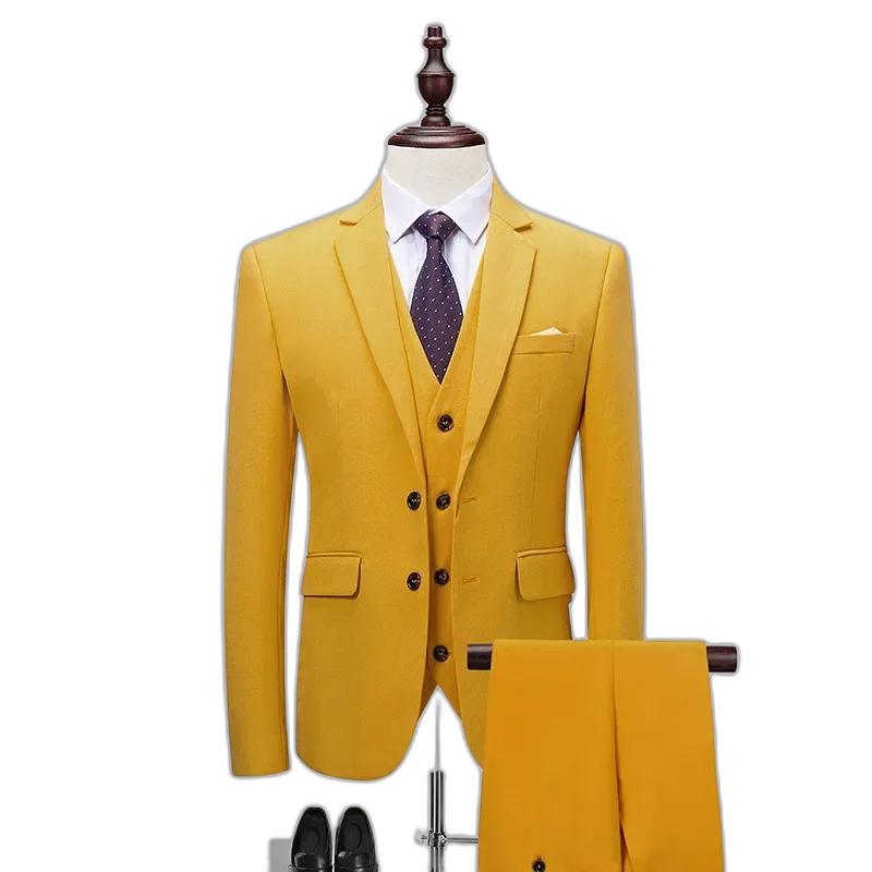Men's Suits Suit Spring Coat Formal Dress Groom Man Three Piece Set With Extra Fat Plus Size Chubby Solid Color Slim Fit
