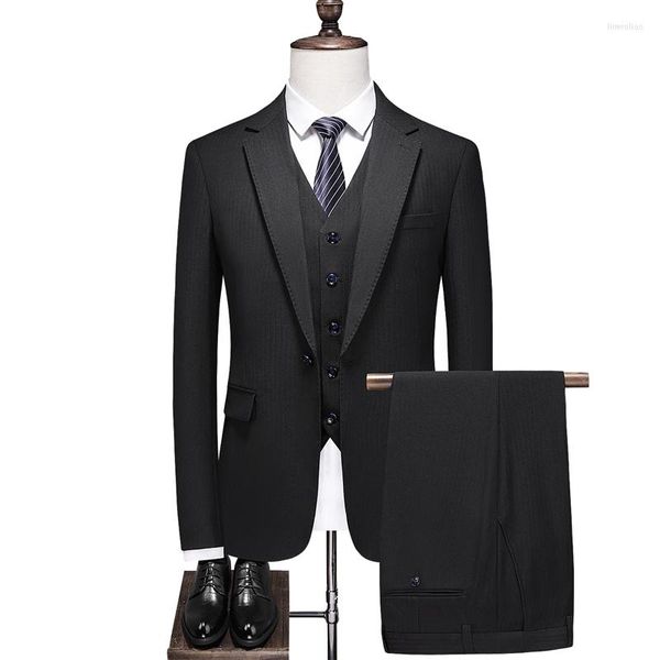 Trajes para hombres Traje de tres piezas para hombres Slim Fit Entrevista de trabajo Vestido formal profesional Novio Hombre Fiesta Tamaño completo