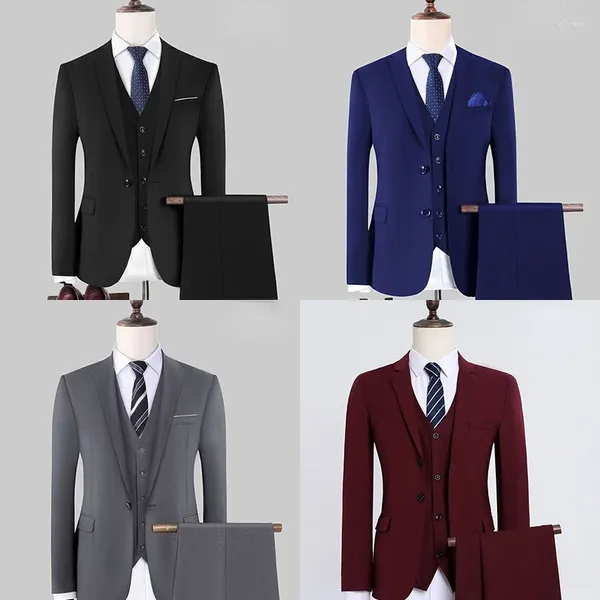 Trajes para hombres Traje de tres piezas Vestido de novia profesional delgado Hombre Negocios Formal Otoño e invierno S Hombres