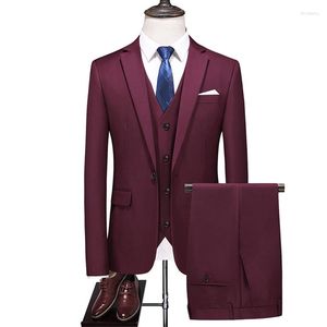 Men's Suits (Suit Vest Trousers) Solid Color Fashion Business Gentleman Casual Slim Wedding Dress Three-Piece Suit Groom's S-6XL