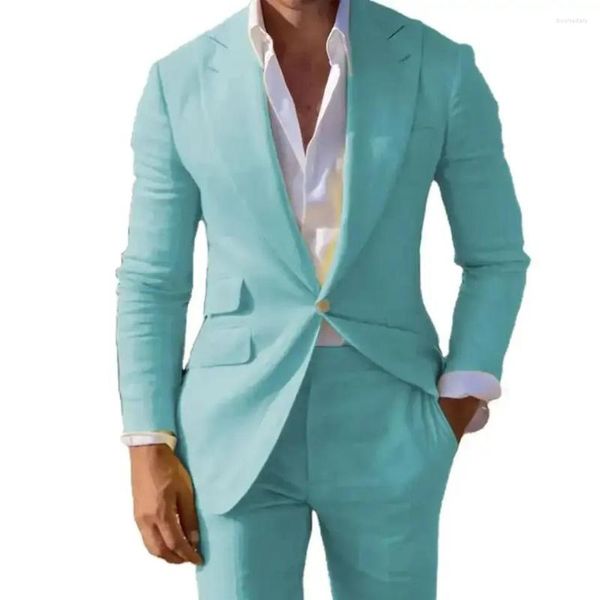 Trajes de hombre, informales, de verano, para hombre, 2 uds., con solapa en pico, ajustados, traje personalizado para hombre, boda, novio, vestido de graduación, abrigo, pantalón, chaqueta, conjuntos