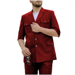 Trajes para hombre, traje informal de verano, chaqueta de solapa de muesca de ajuste Regular de 2 piezas con pantalones, conjunto de ropa masculina hecha a medida para boda, novio y graduación