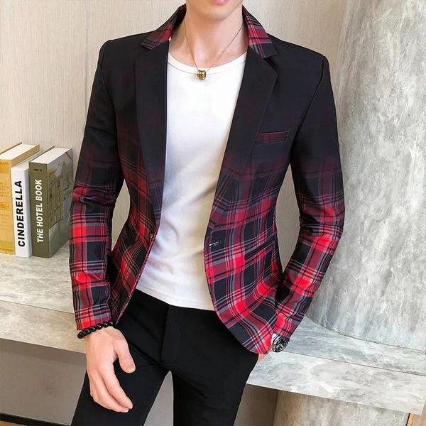 Costumes pour hommes Colorblock Plaid Vestes Vestes pour hommes Slim Fit Clothe